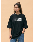 Anime Eyes Panel Graphic Black Oversized T-Shirt