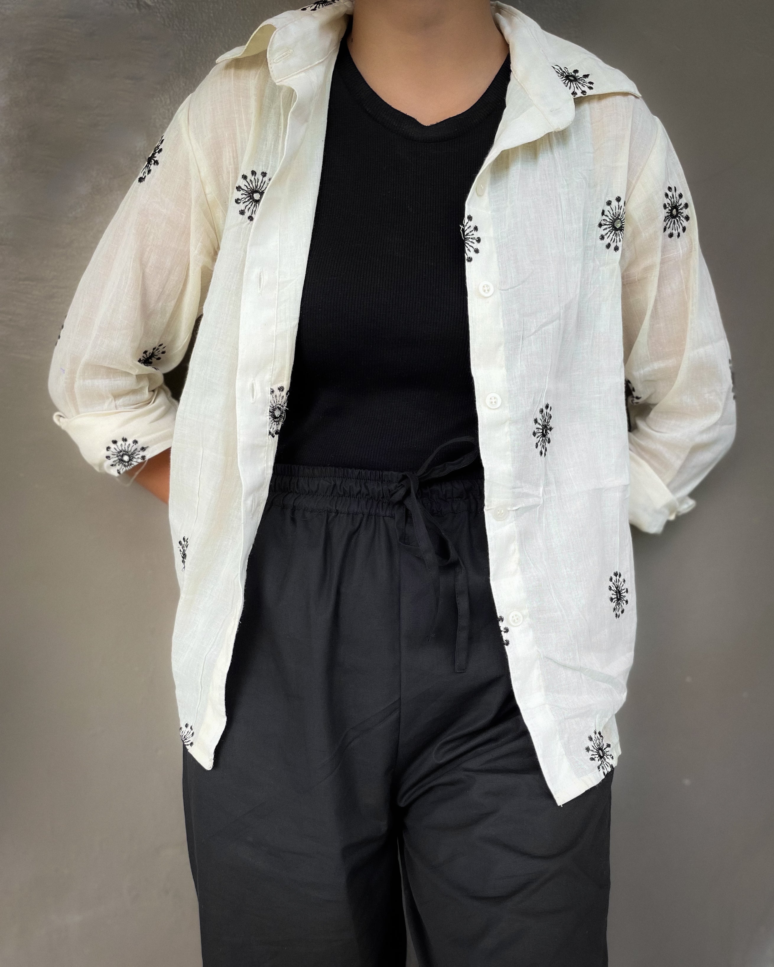 Chikankari Fusion Cotton Shirt.