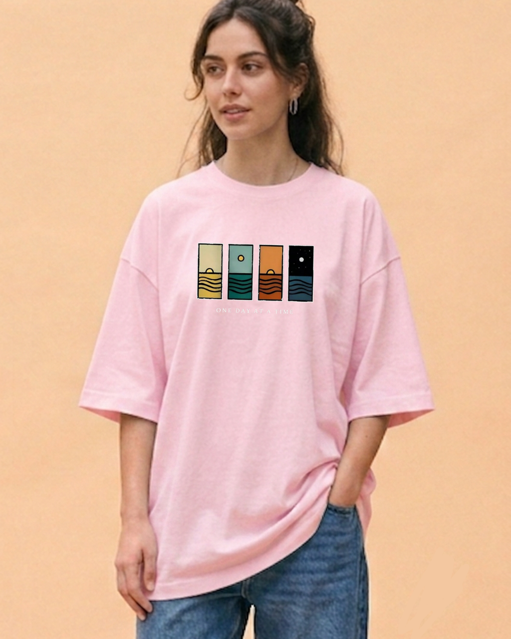 One Day At A Time - Minimalist Landscape oversize T-Shirt