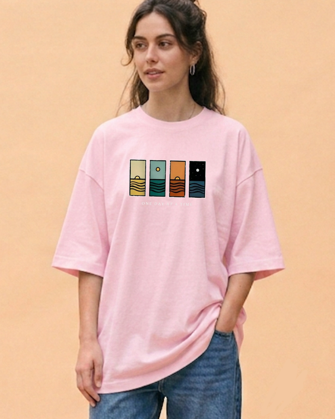 One Day At A Time - Minimalist Landscape oversize T-Shirt