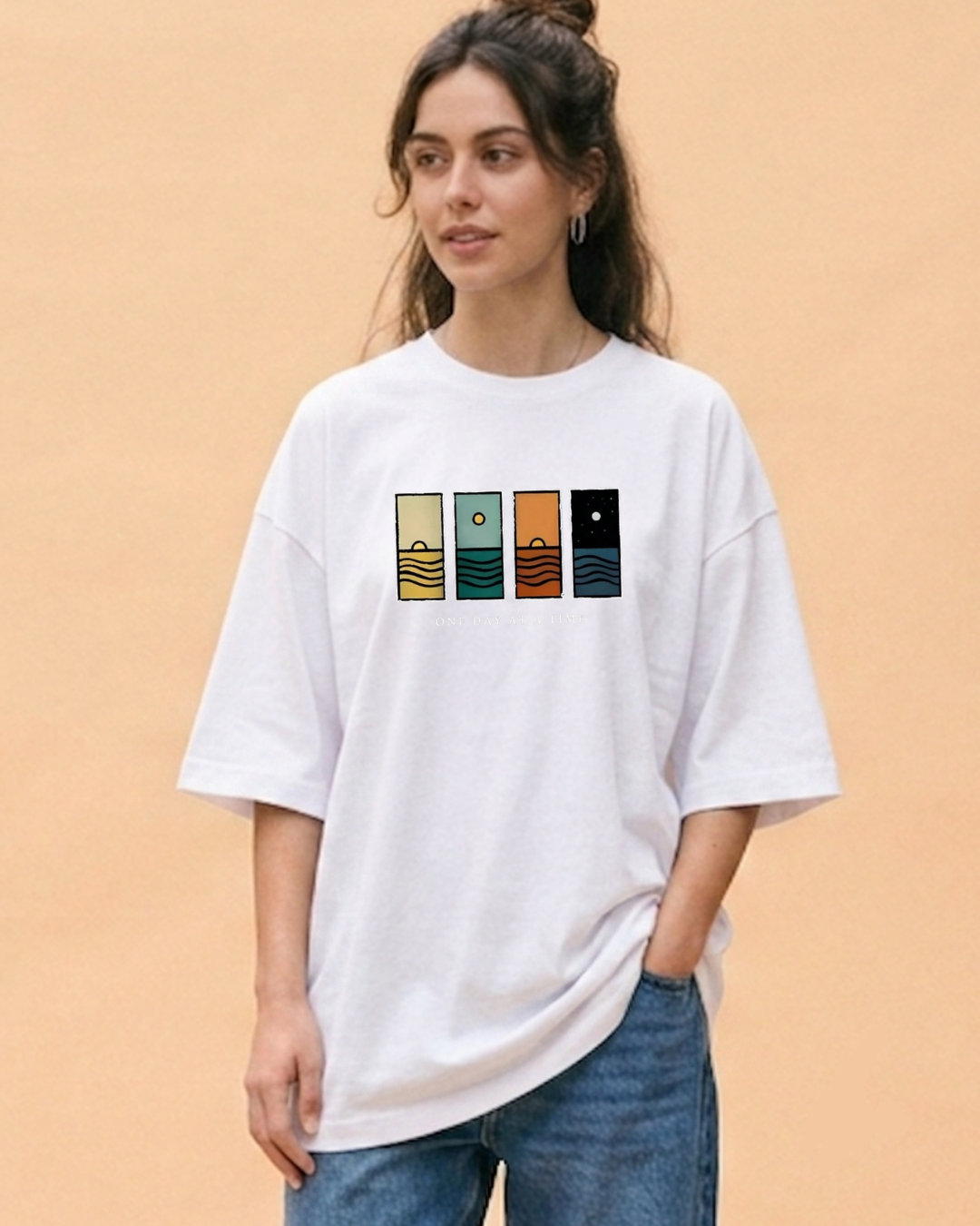 One Day At A Time - Minimalist Landscape oversize T-Shirt