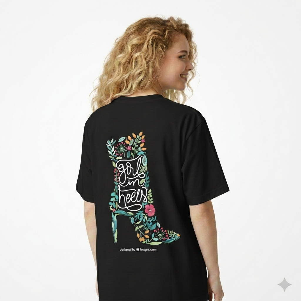 Aindri couture Oversized T-shirt Floral Heel Print