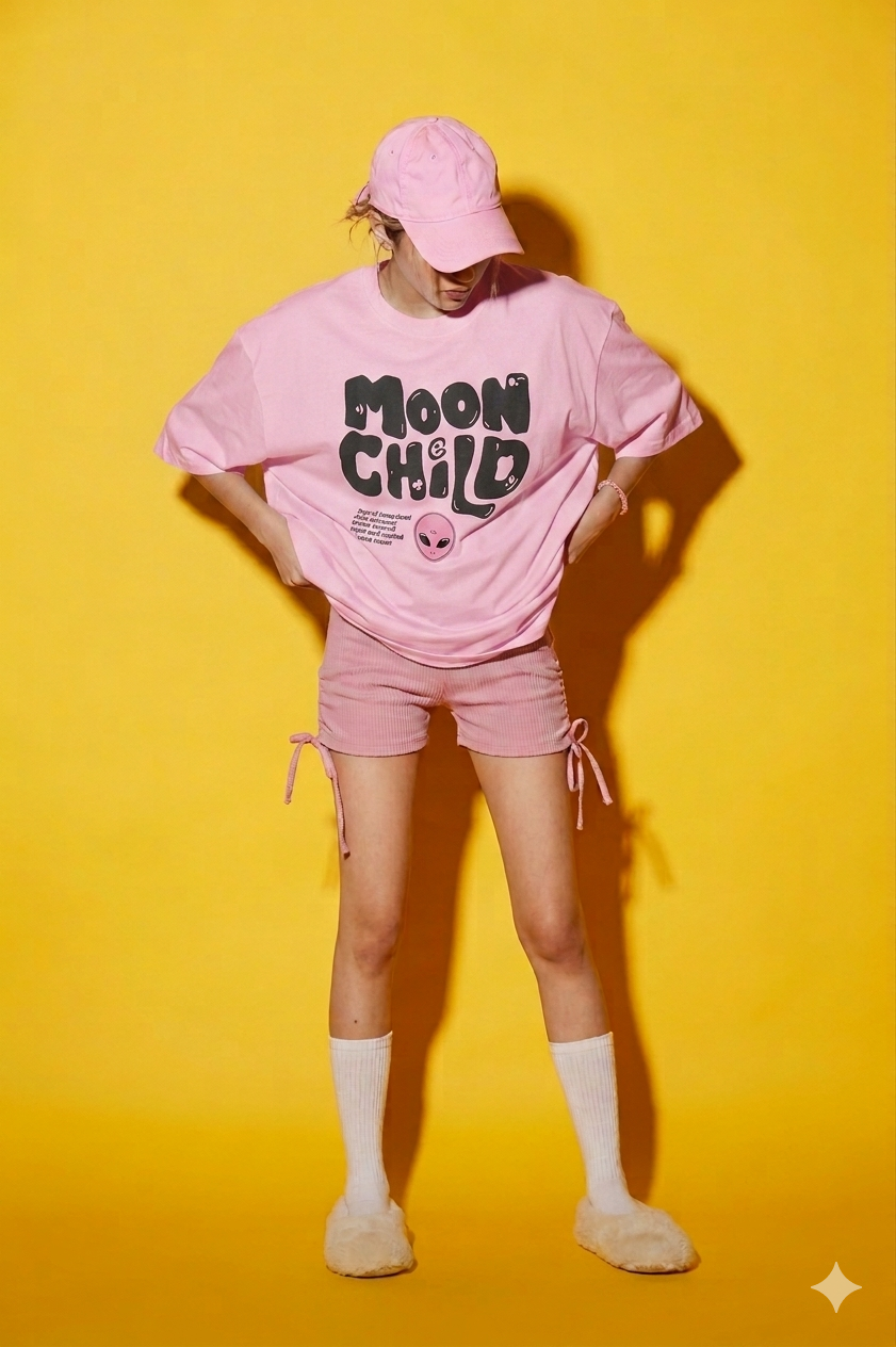 Aindri couture Oversized t-shirt Moon Child Print.