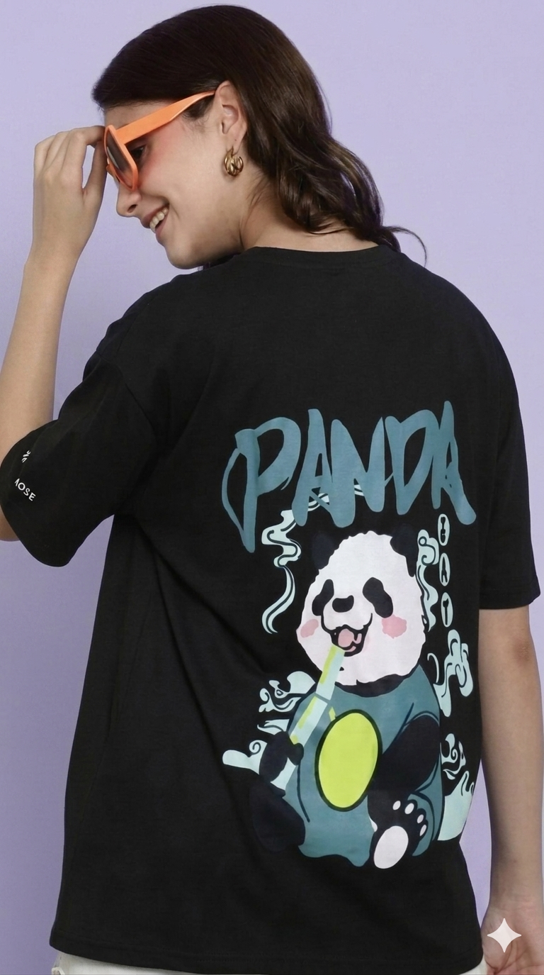Aindri couture Oversized Panda Print T-shirt.