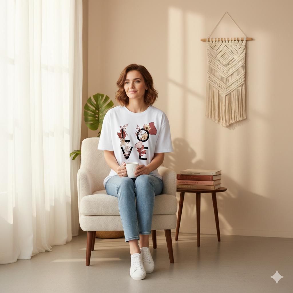 Aindri couture Oversize T-shirt Floral Love Print