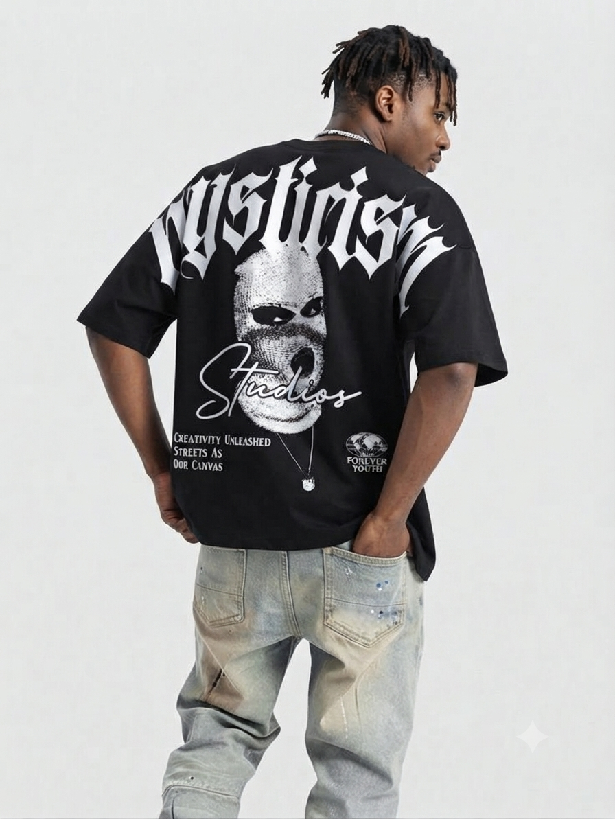 Mysticism Studios Balaclava/Ski Mask Oversized Streetwear Graphic T-Shirt