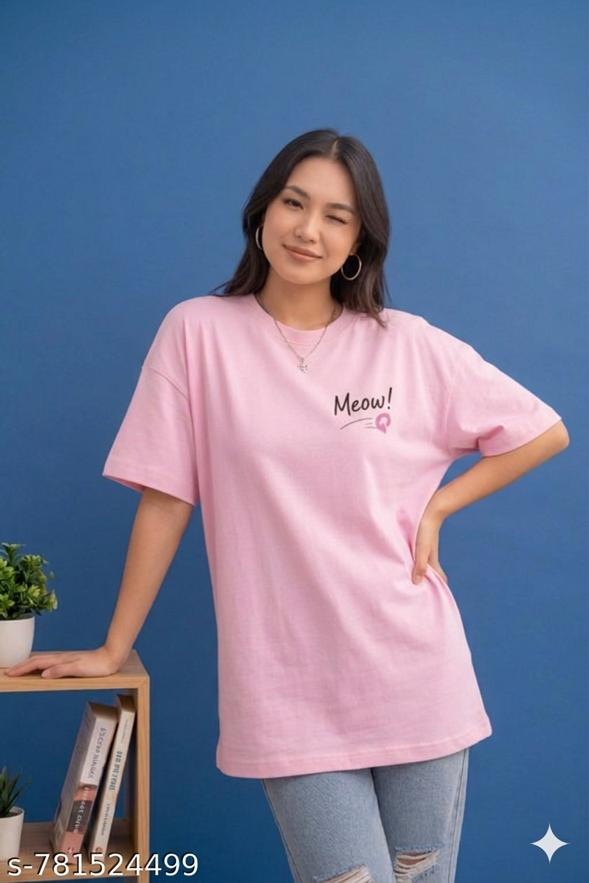 Aindri couture Oversize T-shirt Meow Print