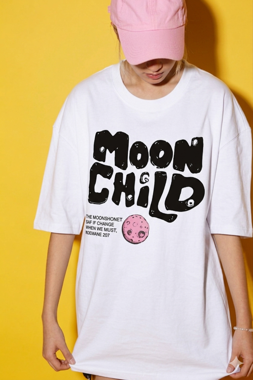Aindri couture Moon Child Print Oversized T-shirt