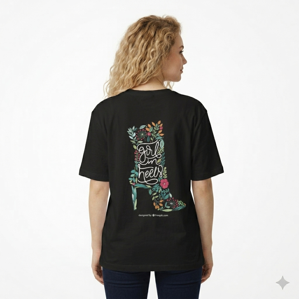 Aindri couture Oversized T-shirt Floral Heel Print