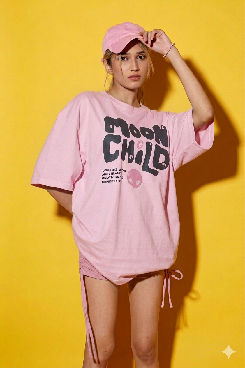 Aindri couture Oversized t-shirt Moon Child Print.