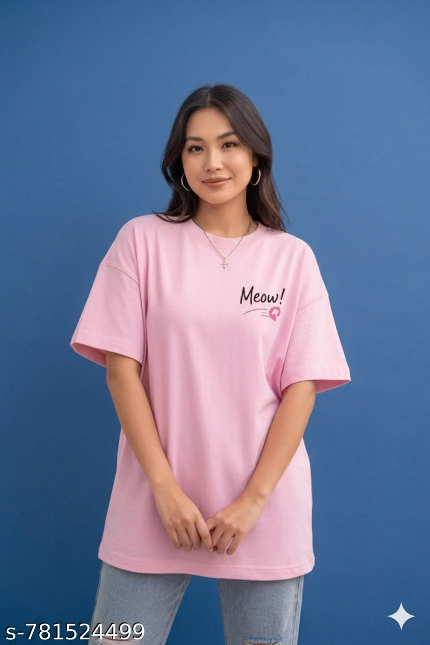 Aindri couture Oversize T-shirt Meow Print