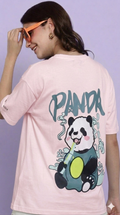 Aindri couture Oversize Panda print T-shirt Pink colour