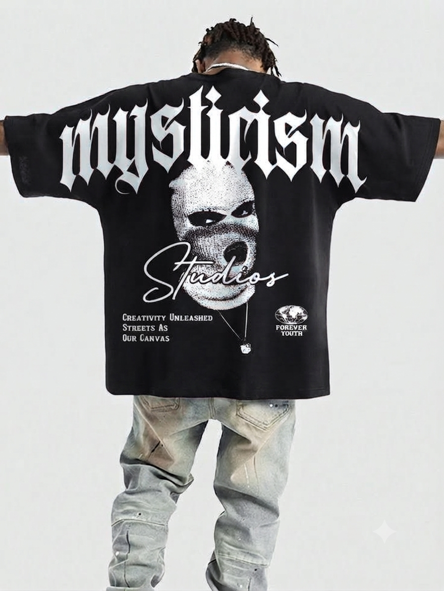Mysticism Studios Balaclava/Ski Mask Oversized Streetwear Graphic T-Shirt