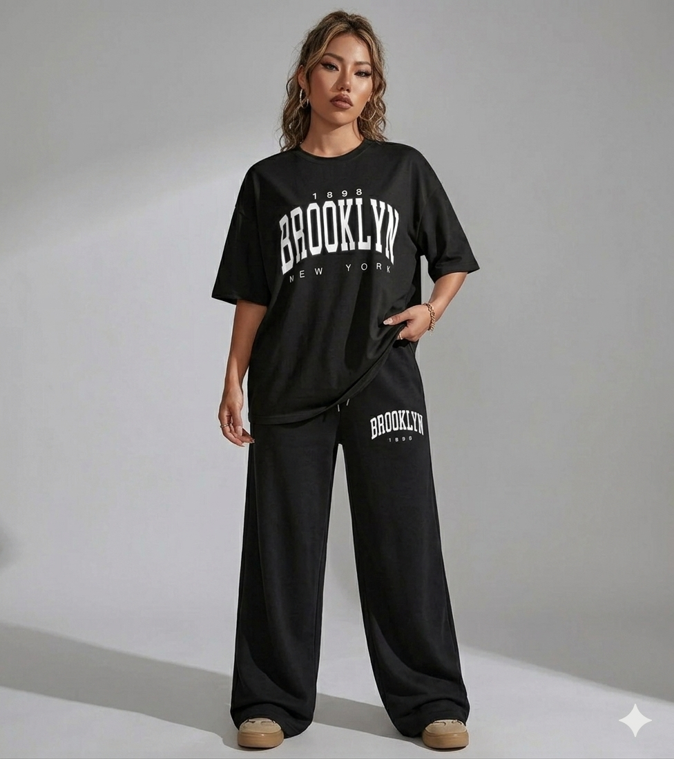 Aindri couture oversized Tshirt & Boot cut Trouser Set Women online in India