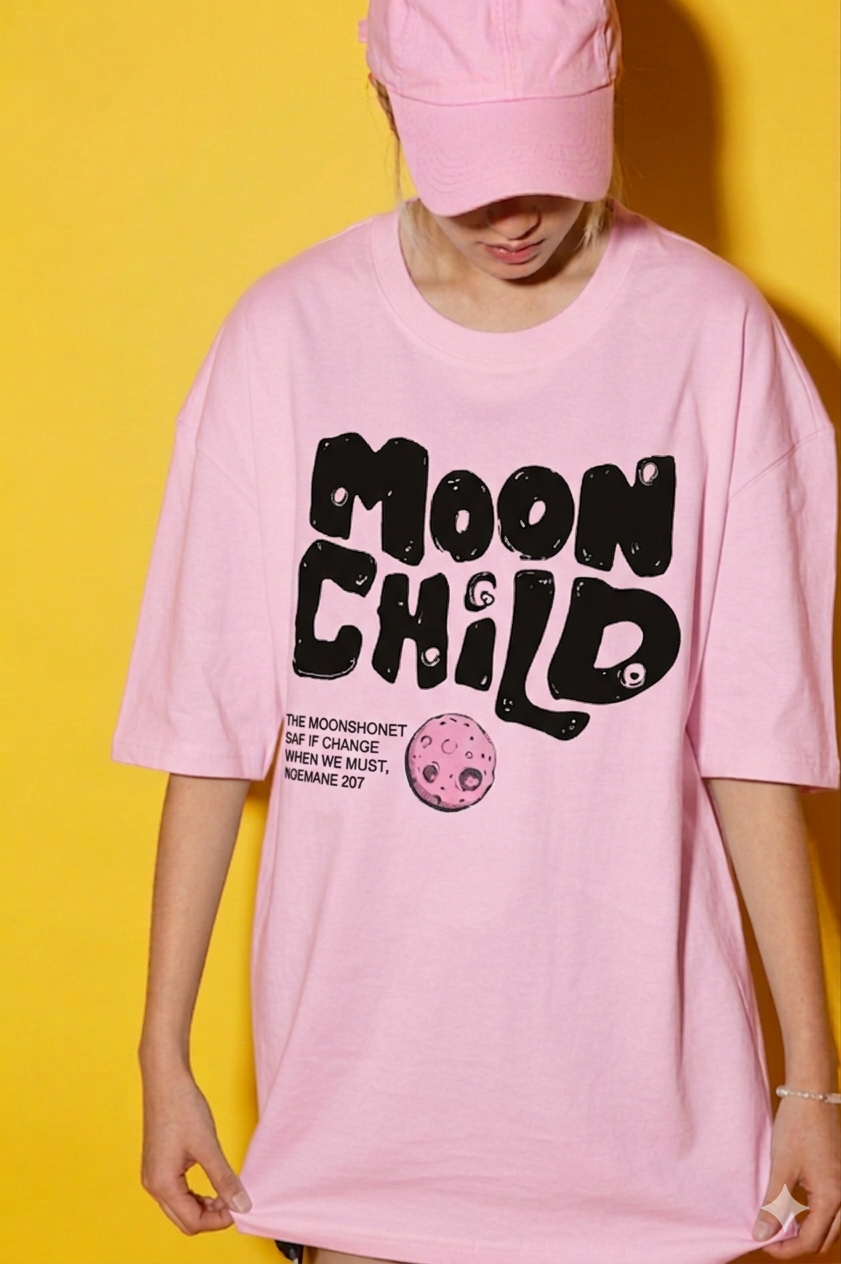 Aindri couture Oversized t-shirt Moon Child Print.