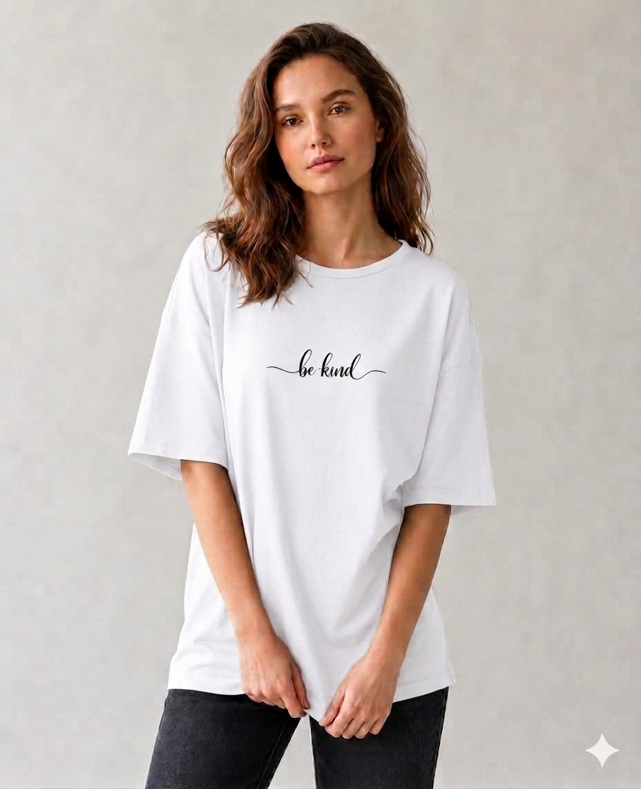 Aindri couture Oversize tshirt for ladies Be kind Printed