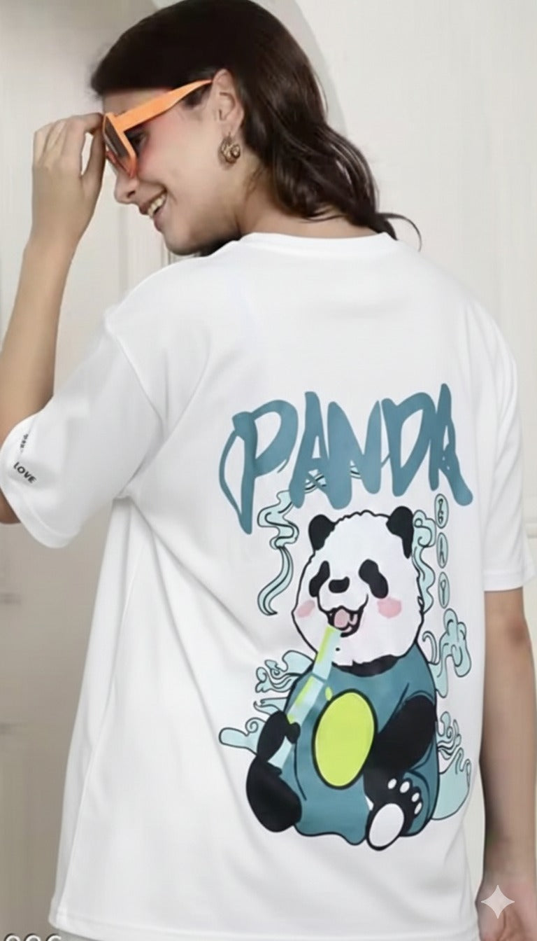 Aindri couture Oversized T-shirt White panda print