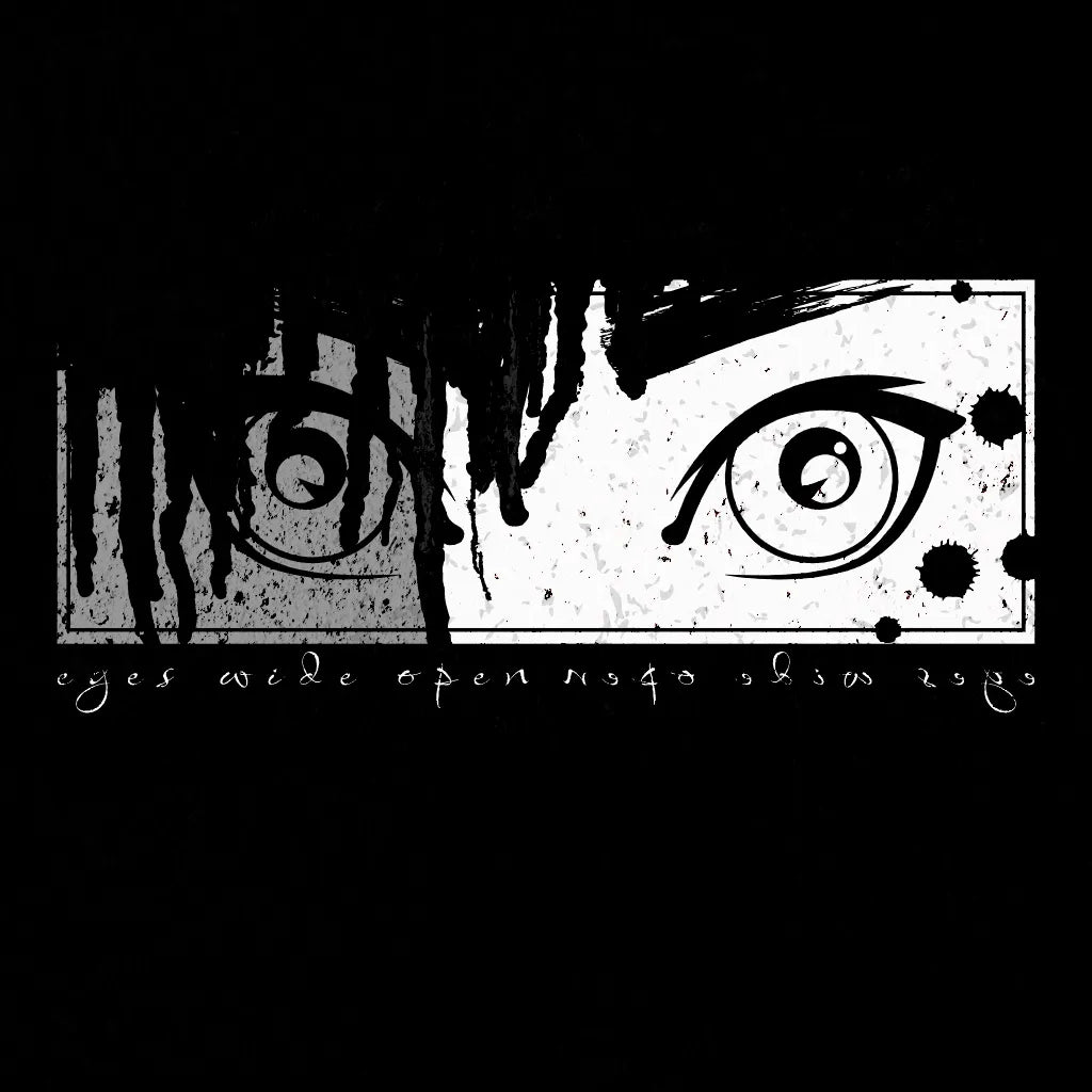 Anime Eyes Panel Graphic Black Oversized T-Shirt